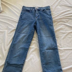 Long blue skinny jeans